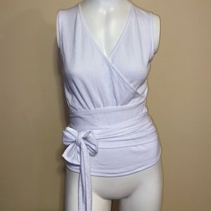 White wrap around v neck tank top